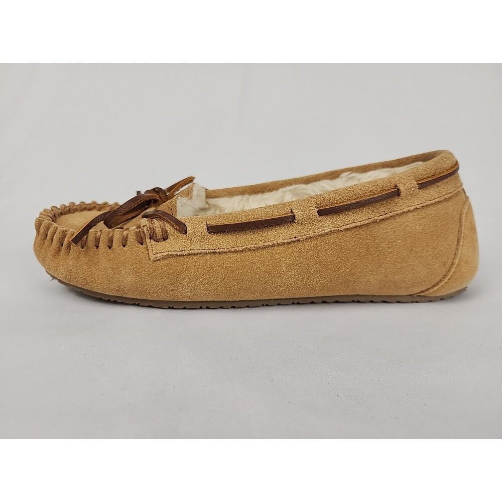 Minnetonka Women's Moccasins 7M Faux Lined Shoes 4052 Tan Leather Suede EUC - Picture 6 of 11